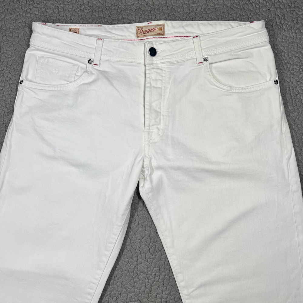 Marco Pescarolo Nerano Denim Jeans Napoli 1 White Mens 54 Made in Italy 39J16 - Picture 2 of 14